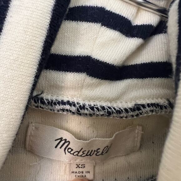Madewell Striped White & Navy Blue Cropped Turtleneck Sweater Size XS - Picture 4 of 13